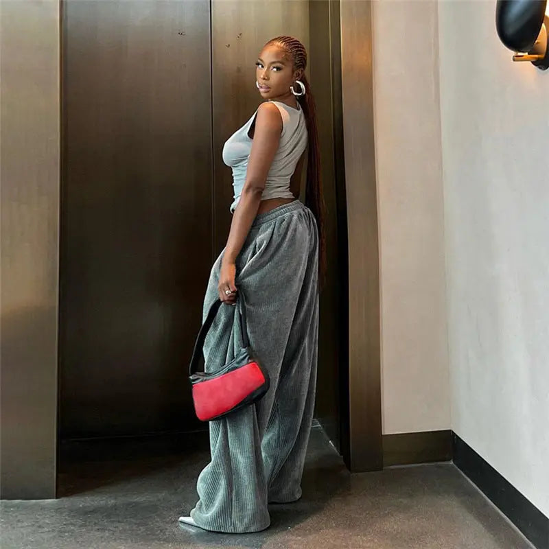 Women Autumn Winter Clothing Street Shooting High Waist Loose Straight Casual Trousers Perfecsy