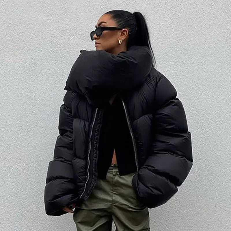 Women Wear Winter Thick Snap on Scarf Coat Warm Keeping Cotton Clothing Bread Coat Perfecsy