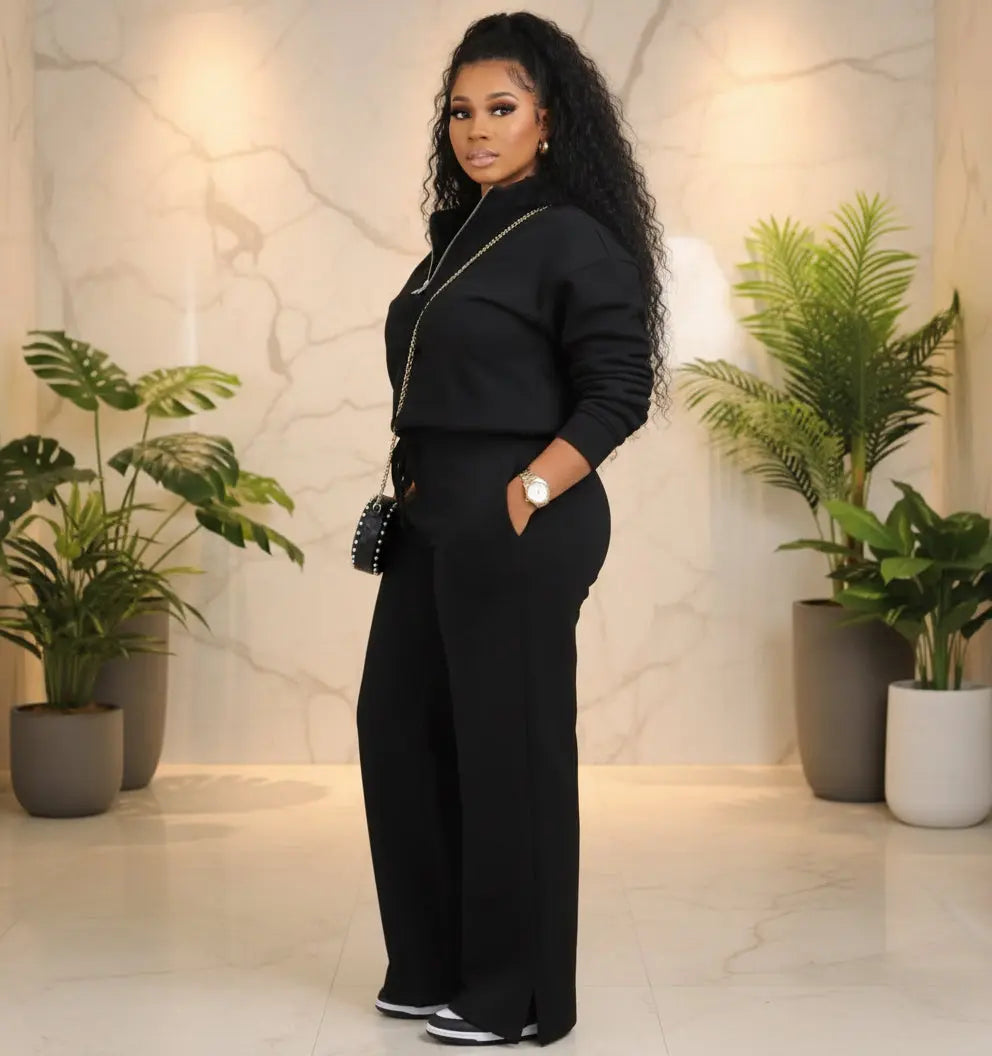 Women's 2 Piece Tracksuit - Oversized Half Zip Sweatsuit Set | AURORE LUXURE AURORE LUXURE