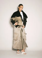 Luosophy women's cargo maxi skirt in premium cotton with adjustable waist, streetwear style, and utility-inspired design.