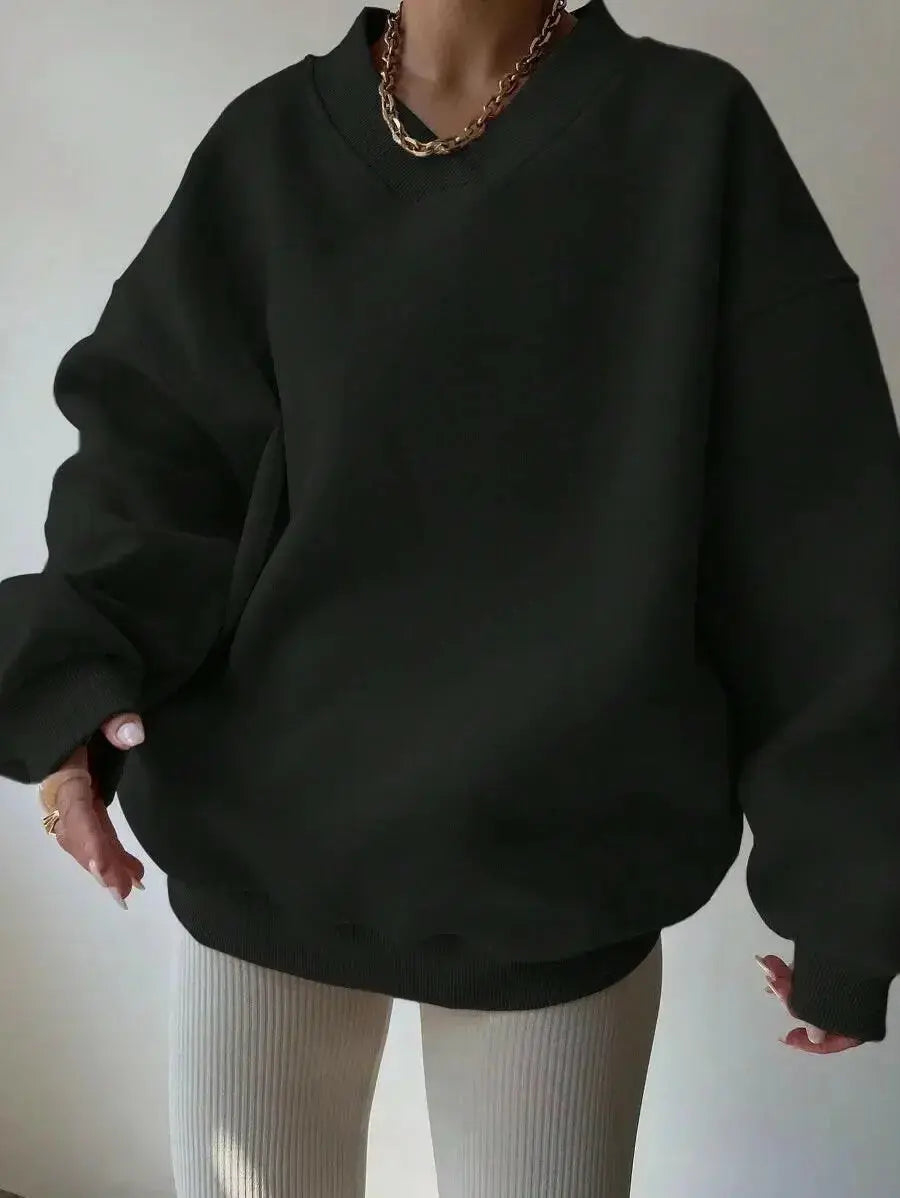 Women’s soft long sleeve crew neck sweater by Plush Fashion Hub, solid color casual knit pullover, cozy and stylish for everyday wear.