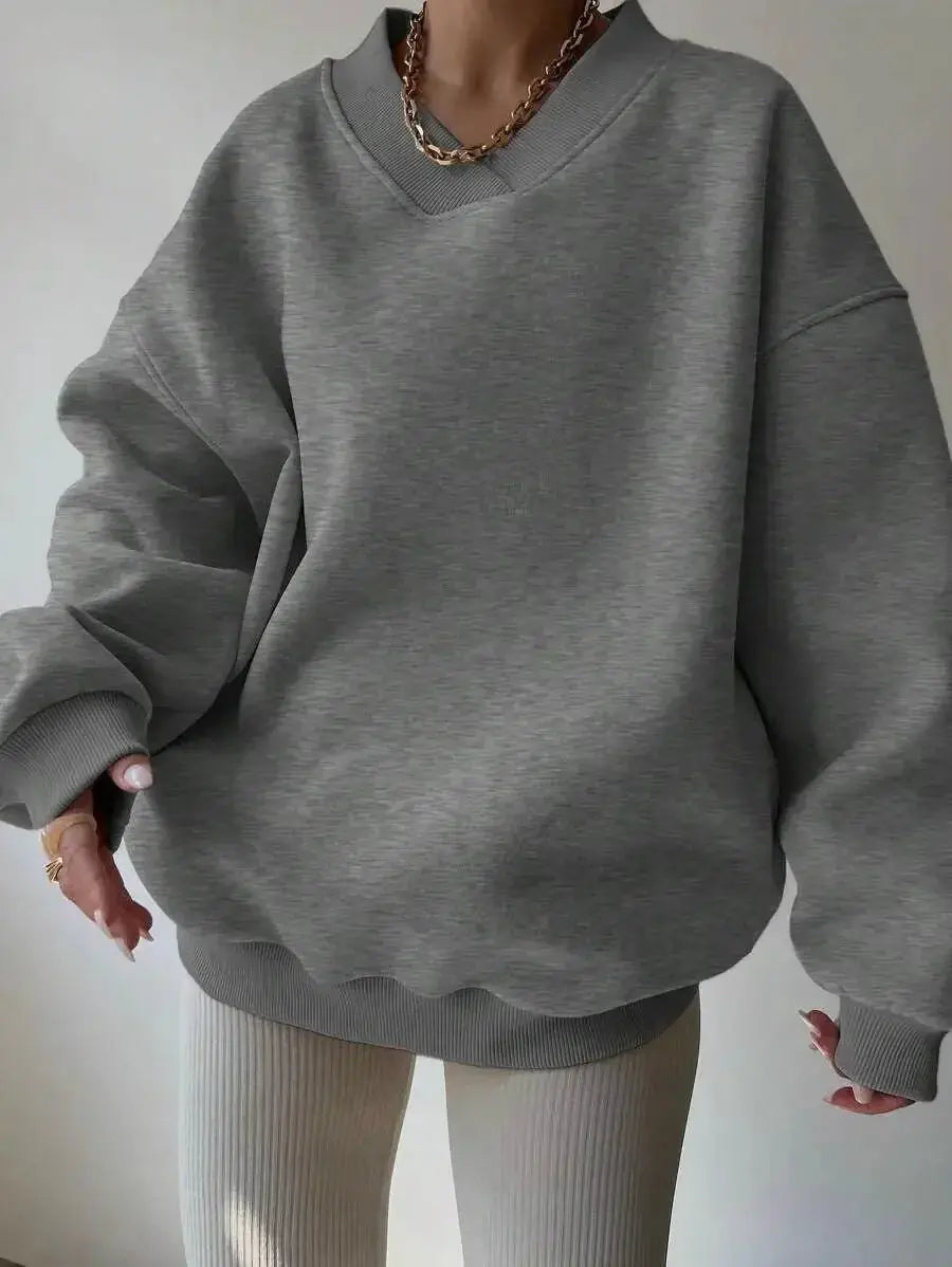 Women’s soft long sleeve crew neck sweater by Plush Fashion Hub, solid color casual knit pullover for women.