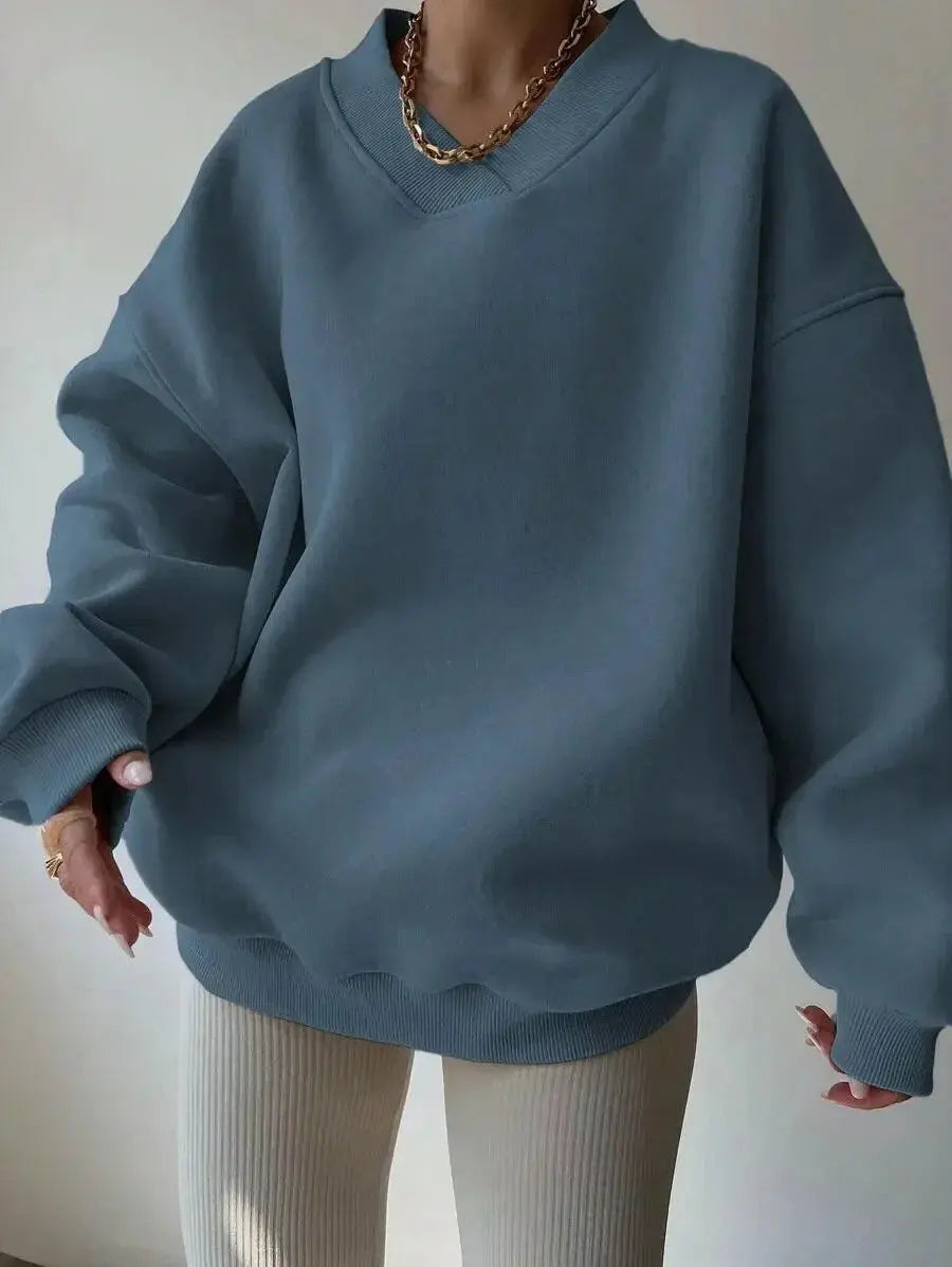 Women’s soft long sleeve crew neck sweater by Plush Fashion Hub, solid color casual knit pullover, cozy and stylish for everyday wear.