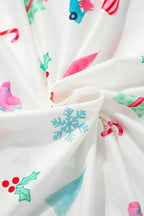 Women’s Christmas print long sleeve collared pajama lounge set by Trendsi, featuring festive holiday pattern and comfortable fabric.
