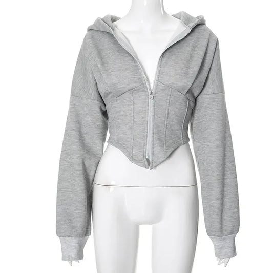 Women's Clothing Long-sleeve Zipper Hooded Cardigan - Plush Fashion Hub
