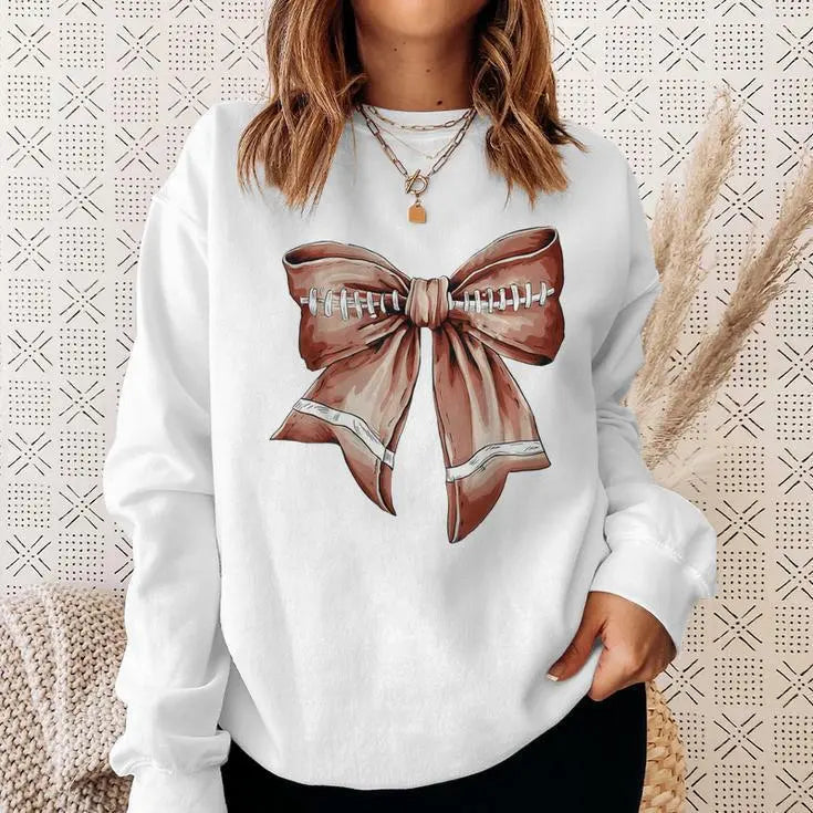 Women's Clothing Top Autumn Winter Sweater Bowknot Halloween Christmas Loose Long Sleeve Perfecsy