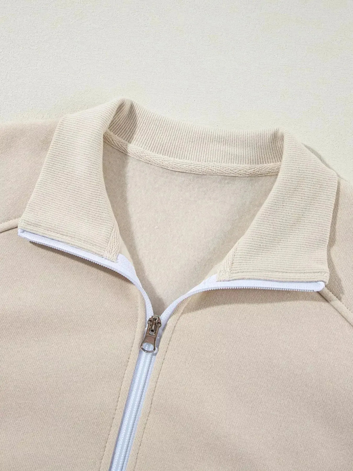 Women’s drop shoulder zip-up jacket and jogger lounge set, plush fashion hub sweat suit, casual and comfortable two-piece outfit