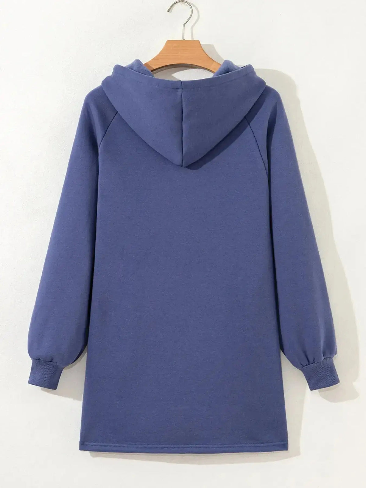 Women’s fleece-lined oversized tunic hoodie with drawstring from Plush Fashion Hub, featuring a cozy, relaxed fit and hooded design.