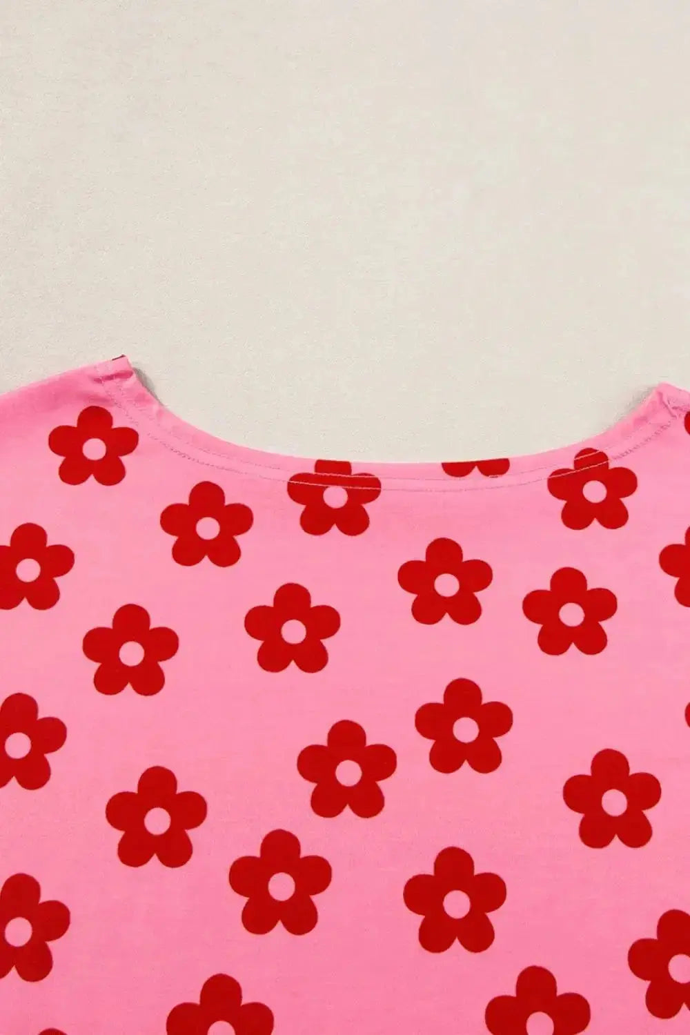 Women’s floral print cropped tee and shorts pajama lounge set by Plush Fashion Hub, comfortable and stylish sleepwear ensemble.