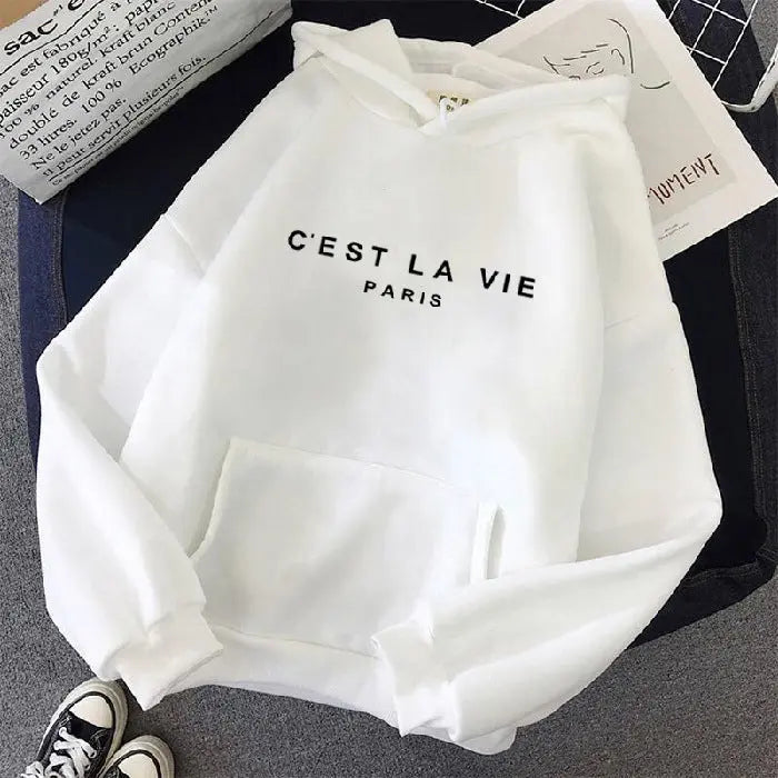 Women's Letter Printed Hoodie Coat - Plush Fashion Hub