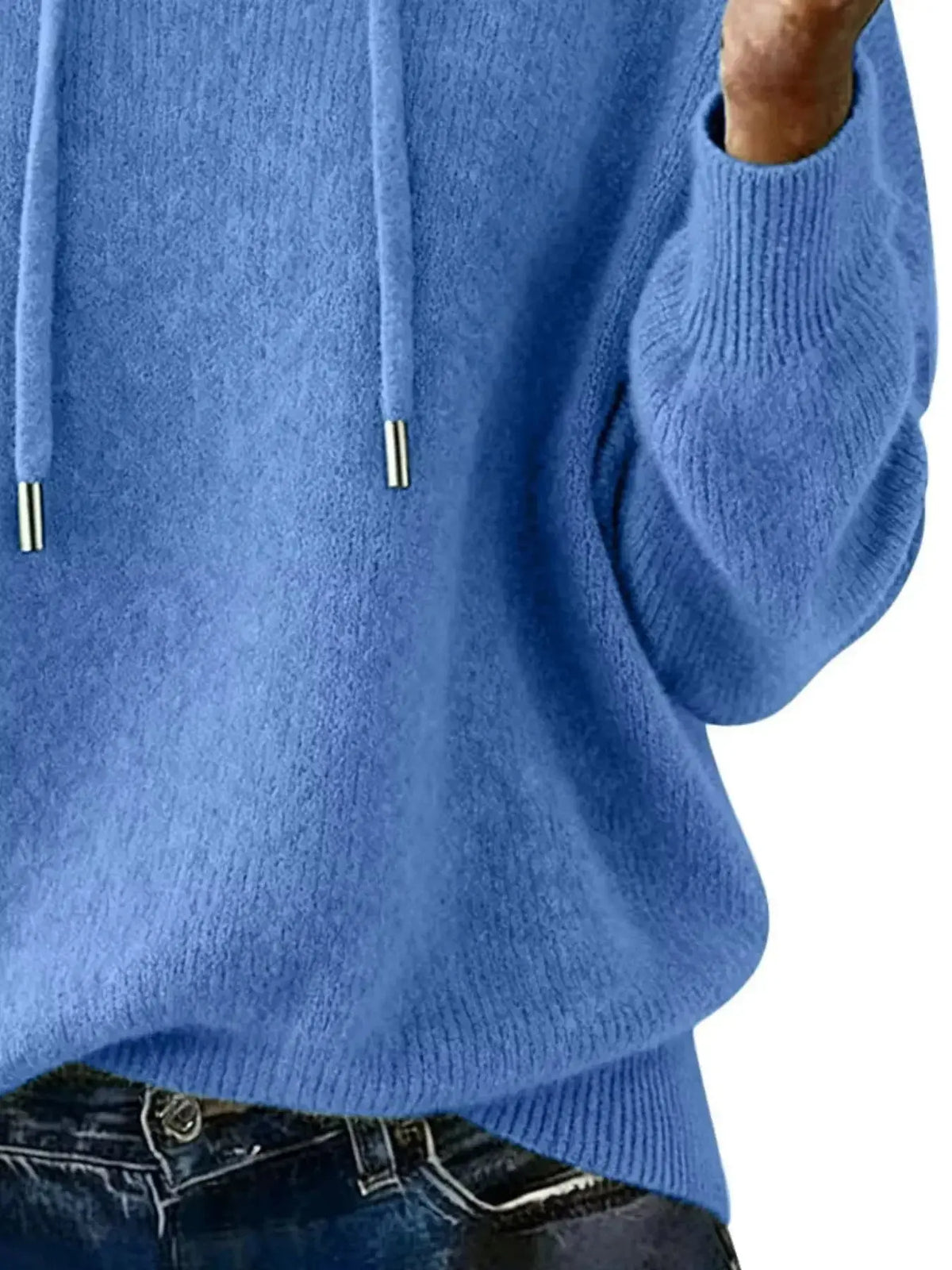 Women’s long sleeve drawstring hooded sweater by Plush Fashion Hub, cozy casual pullover with relaxed fit and soft fabric.