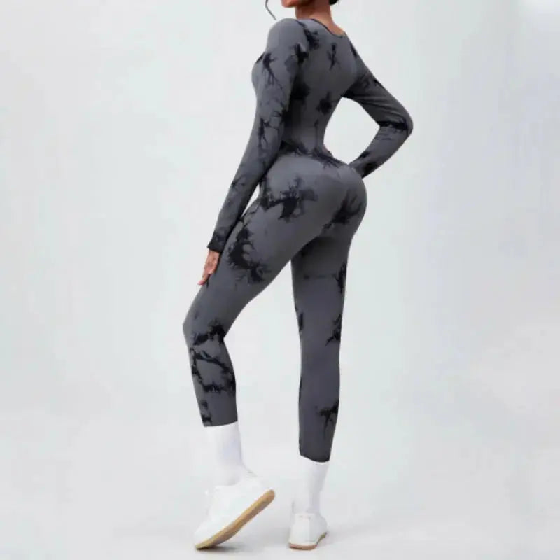 Women wearing a long sleeve quick-dry compression yoga suit by Plush Fashion Hub, suitable for fitness and yoga workouts.