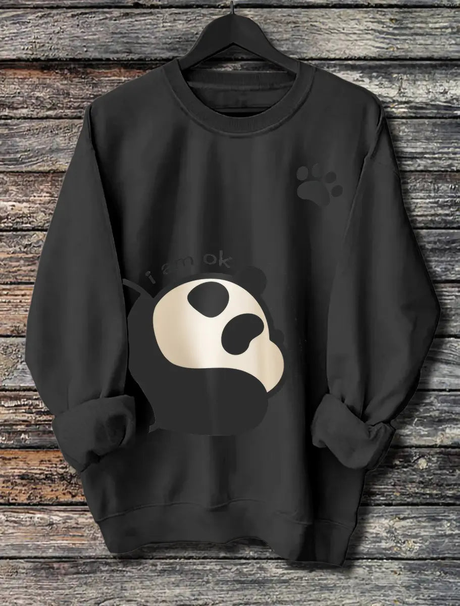 Women's Long Sleeved Panda Print Hoodie - Plush Fashion Hub