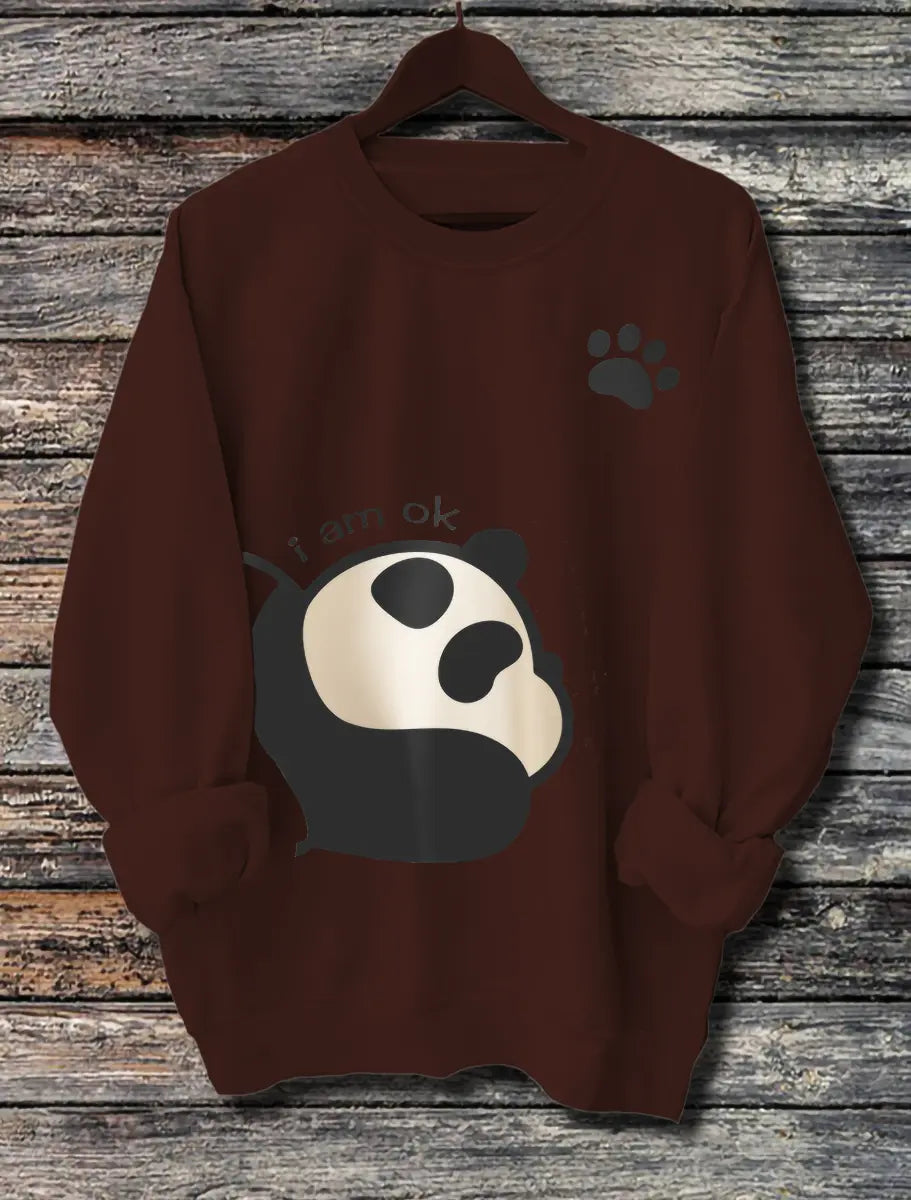 Women's Long Sleeved Panda Print Hoodie - Plush Fashion Hub