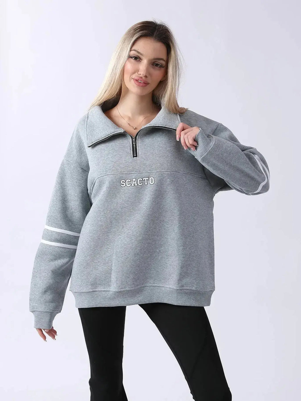 Women’s ultra-soft long sleeve casual sweatshirt by Plush Fashion Hub, shown in a cozy, relaxed fit.