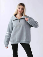 Women’s ultra-soft long sleeve casual sweatshirt by Plush Fashion Hub, shown in a cozy, relaxed fit.