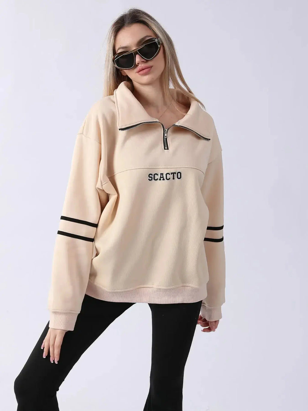 Women’s ultra-soft long sleeve sweatshirt by Plush Fashion Hub, casual everyday wear in a cozy, relaxed fit.