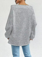 Women’s off-shoulder long sleeve drawstring sweatshirt by Trendsi, plush fabric, relaxed fit, stylish casual wear.