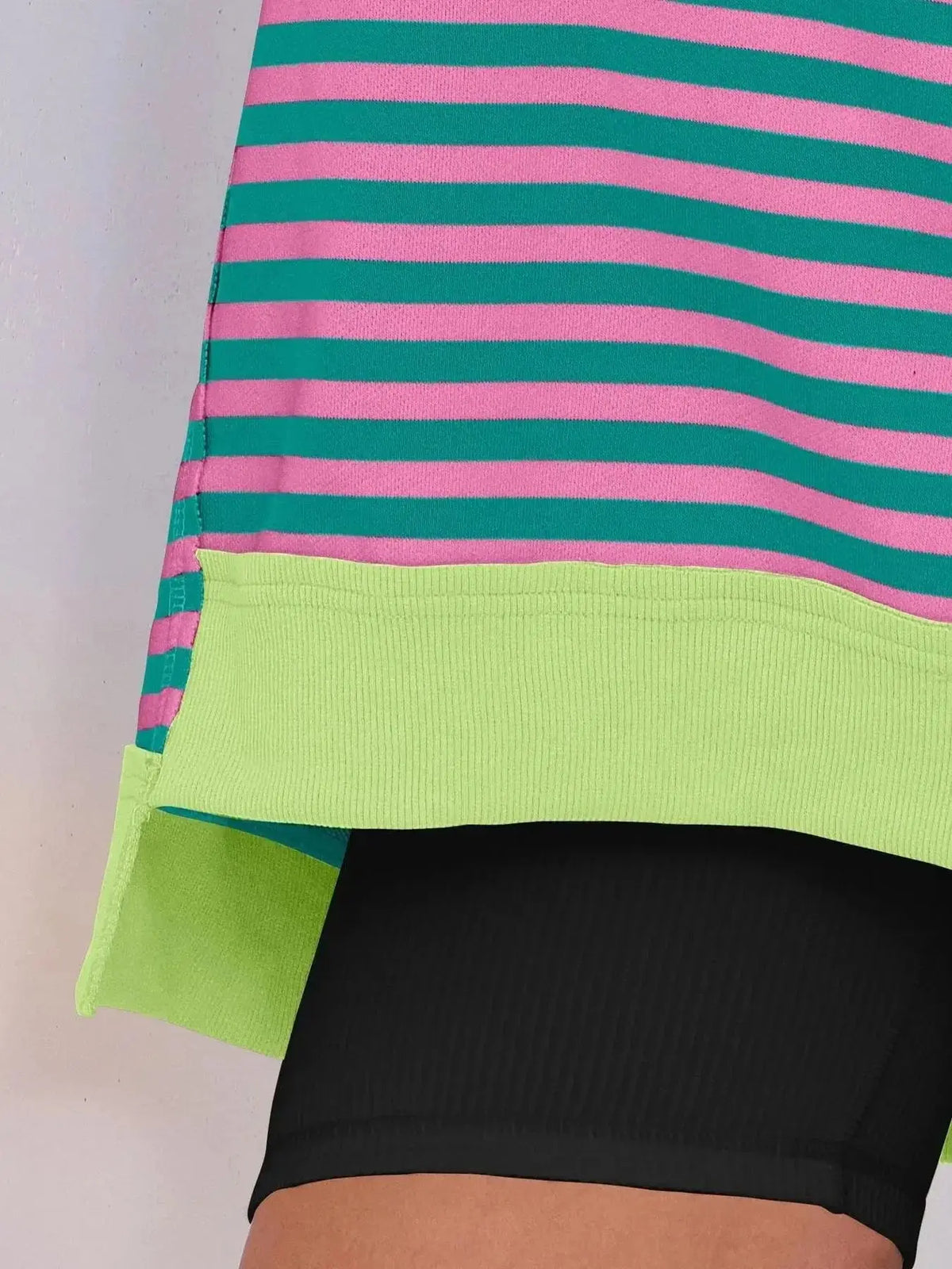 Women’s oversized notched neck sweatshirt with contrast stitching from Plush Fashion Hub, showcasing a relaxed fit and stylish design.