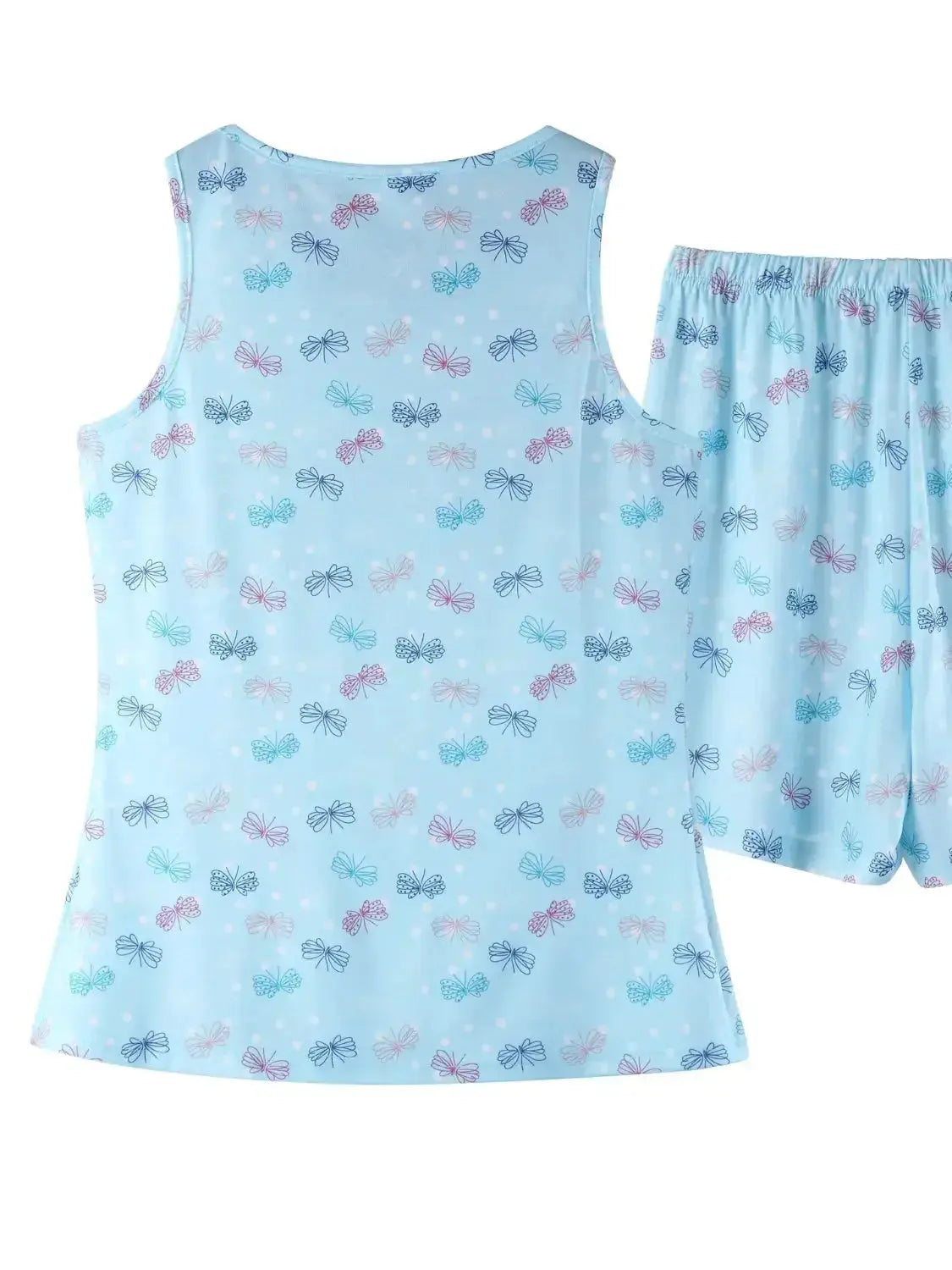 Women’s printed round neck pajama top and shorts lounge set by Plush Fashion Hub, featuring comfortable, stylish sleepwear for women.