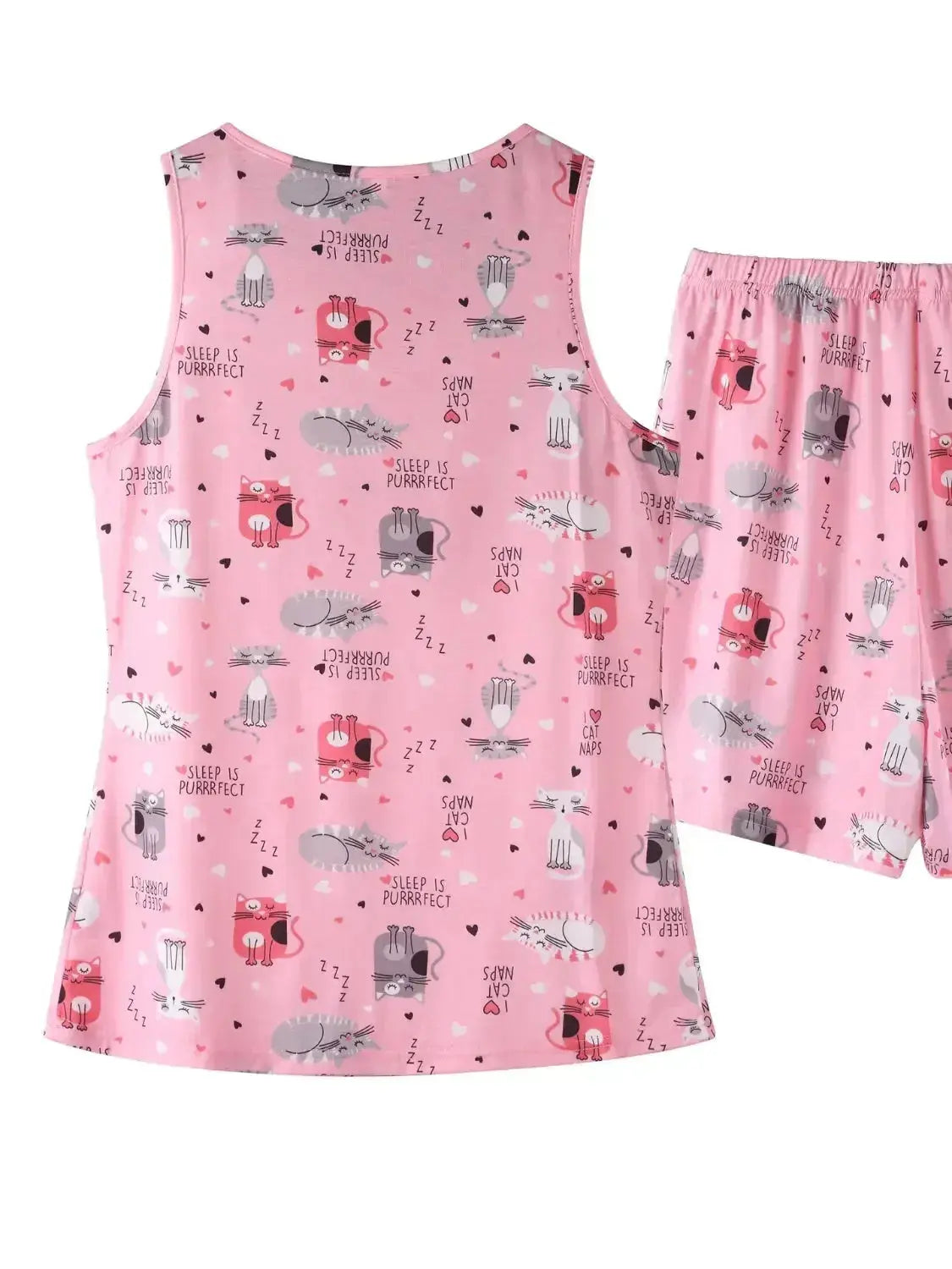Women's printed round neck pajama top and shorts lounge set by Plush Fashion Hub, featuring a cozy, stylish sleepwear design.