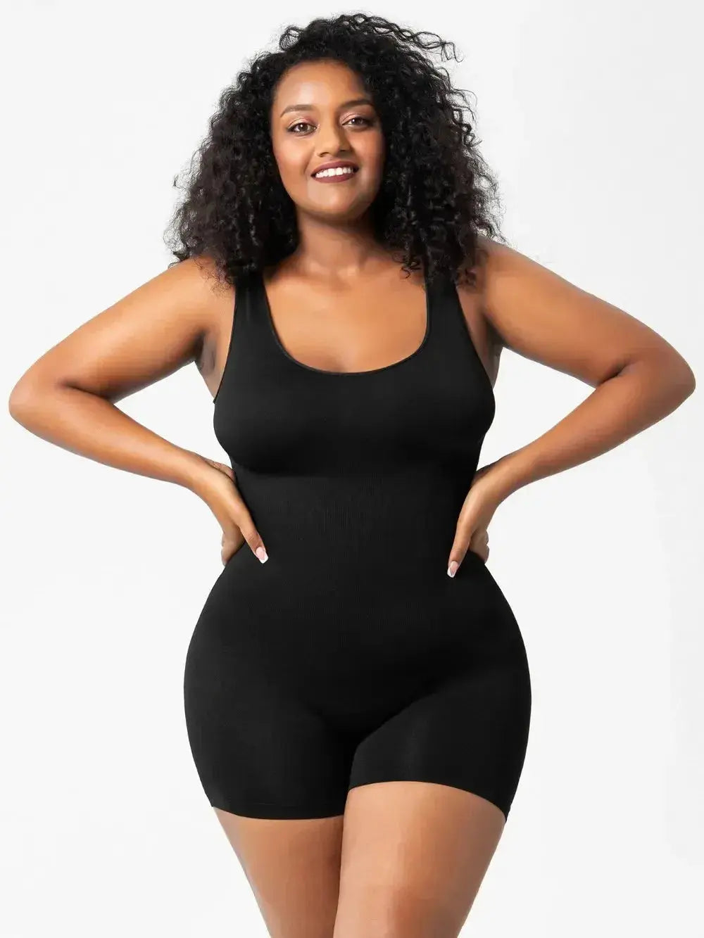 Women’s scoop neck wide strap shaping romper pajamas by Plush Fashion Hub, featuring a comfortable bodycon fit and stylish design.