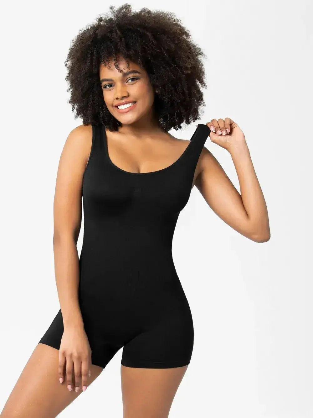 Women’s scoop neck wide strap shaping romper pajamas from Plush Fashion Hub, featuring a comfortable bodycon fit and stylish design.