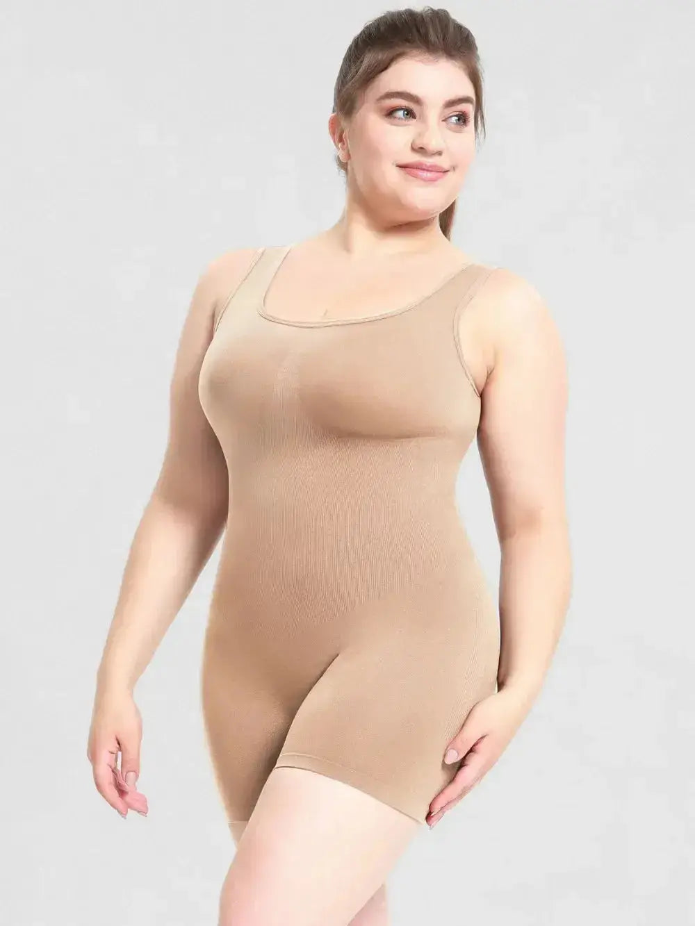 Women’s scoop neck wide strap shaping romper pajamas by Plush Fashion Hub, featuring a comfortable bodycon fit and stylish design.