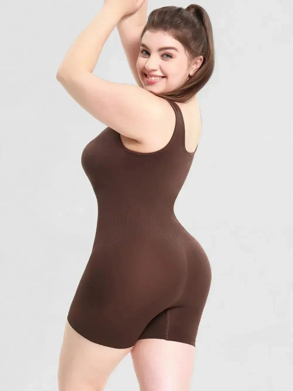 Women’s scoop neck wide strap shaping romper pajamas by Plush Fashion Hub, featuring a comfortable bodycon design.