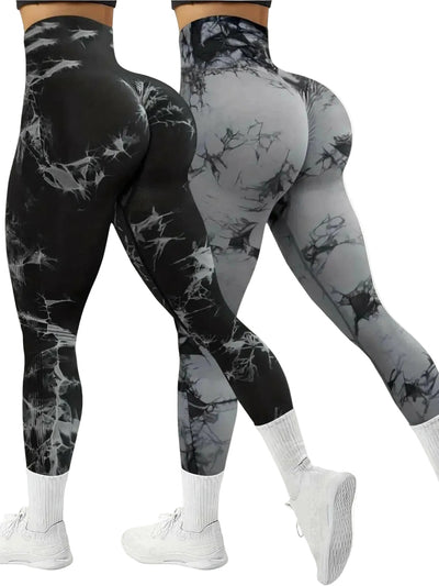 Women's Seamless Tie-Dye High-Waist Yoga Leggings 2-Pack