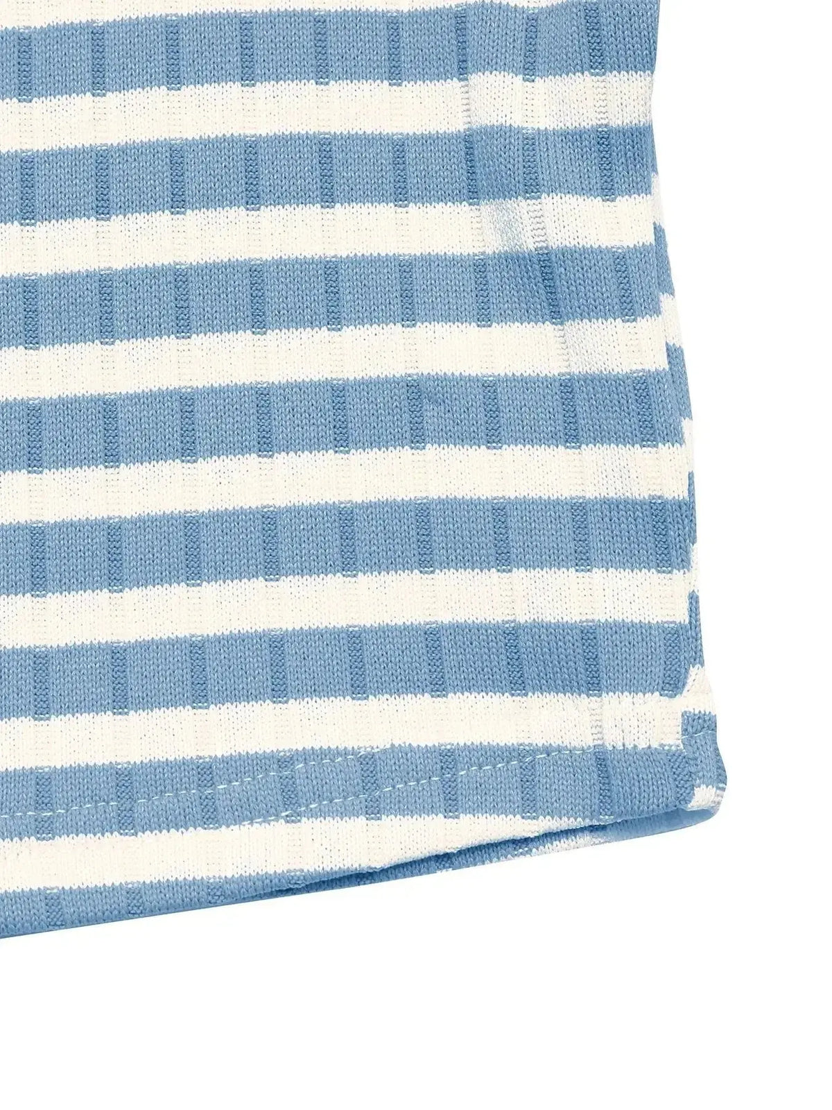 Women’s soft striped loungewear set with square neck long sleeves and matching pants by Plush Fashion Hub.