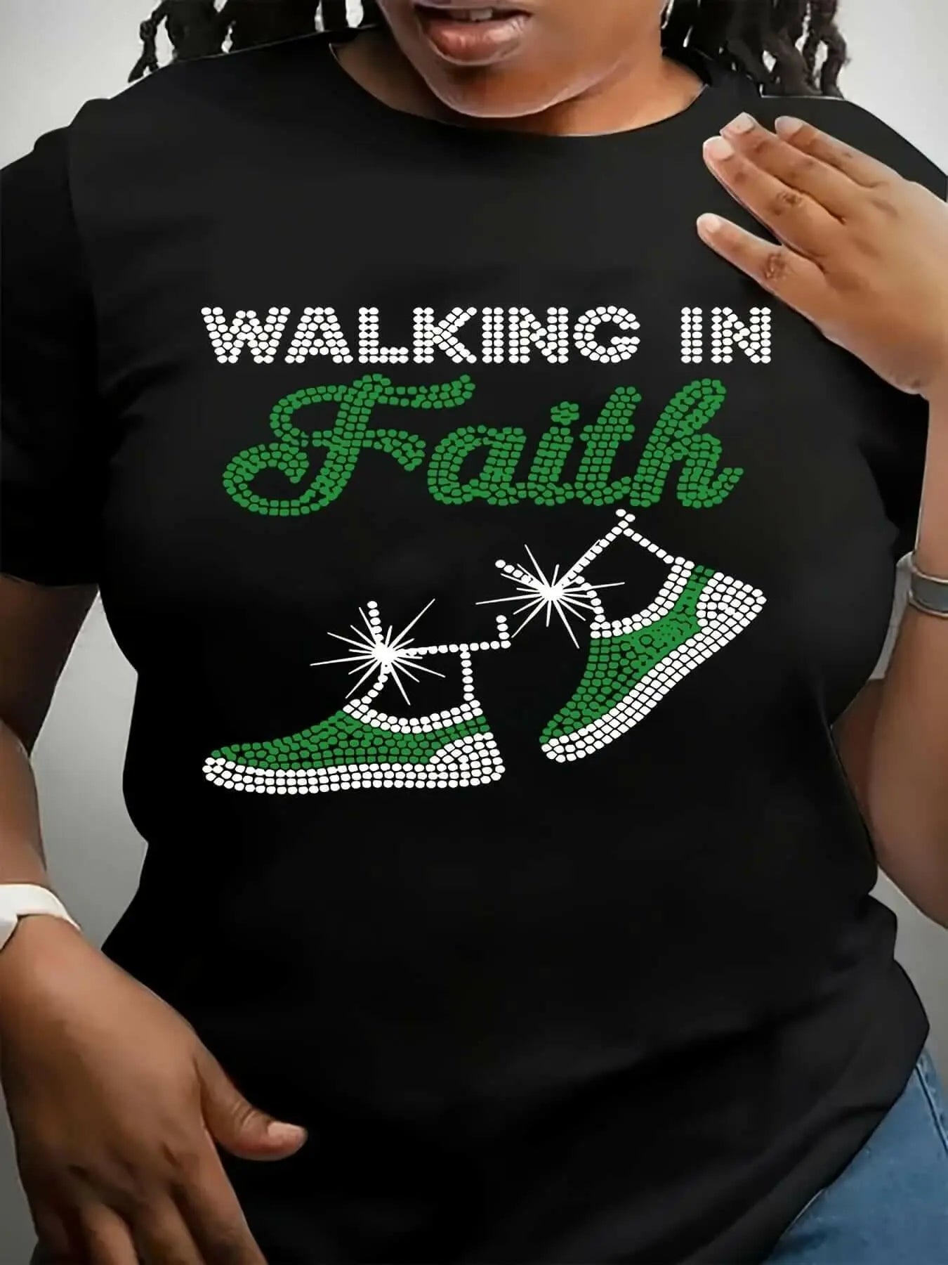 Women's "Walking in Faith" Graphic Tee - Plush Fashion Hub