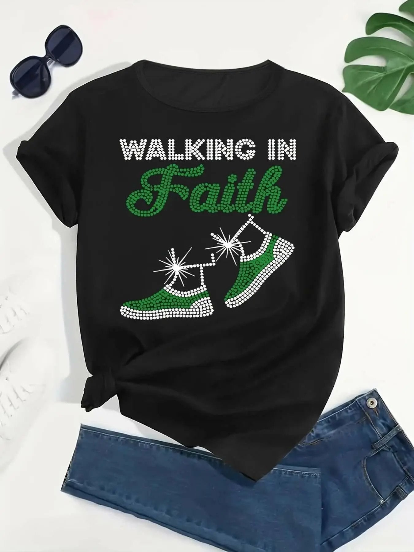 Women's  "Walking in Faith" Graphic Tee.