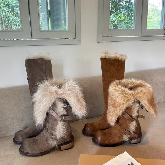 Womens Fleece-Lined Tall Snow Boots - Plush Fashion Hub