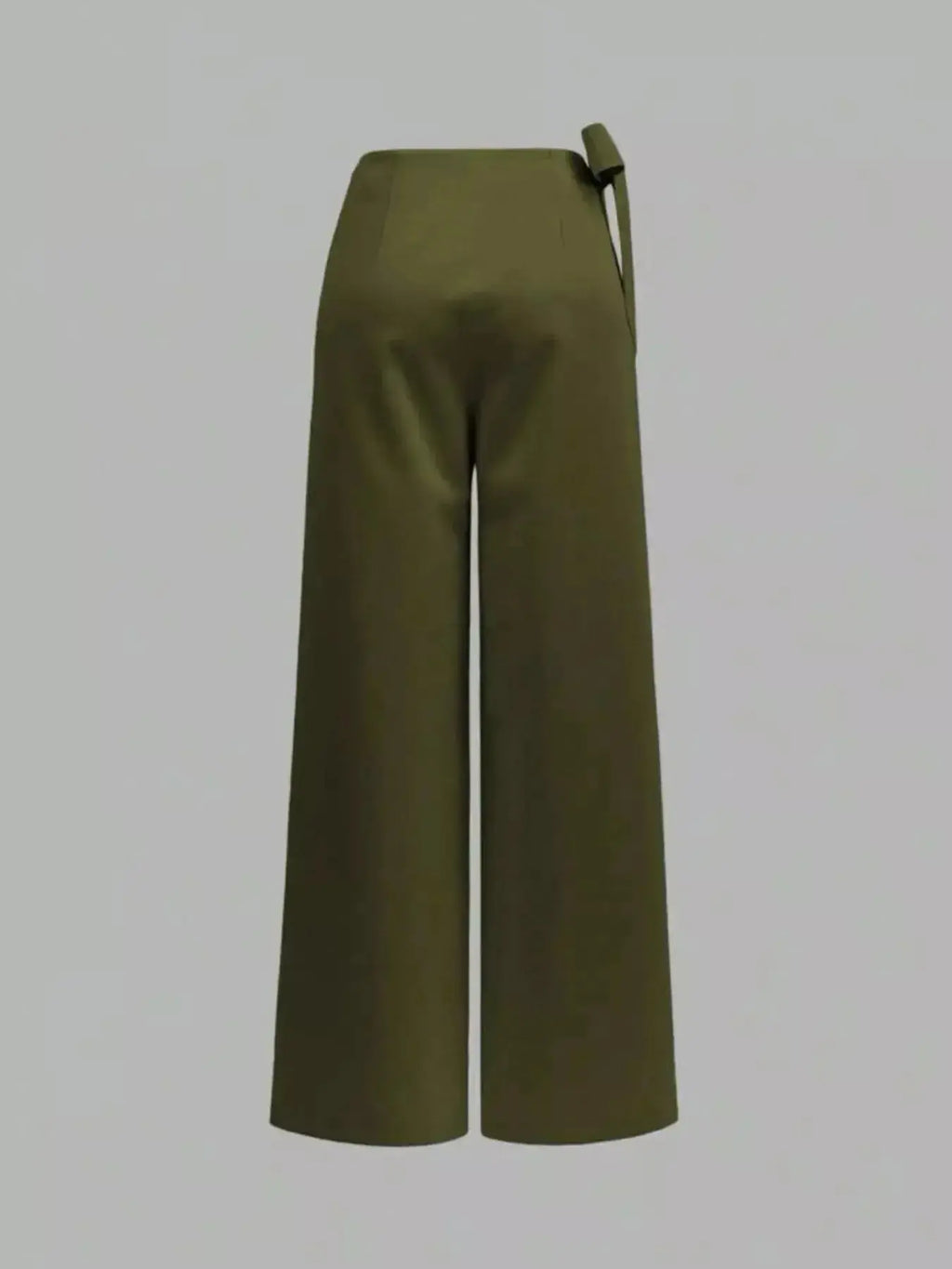 Elegant women's wrap waist wide-leg trousers by Plush Fashion Hub, flowing dress pants with a stylish wrap design.