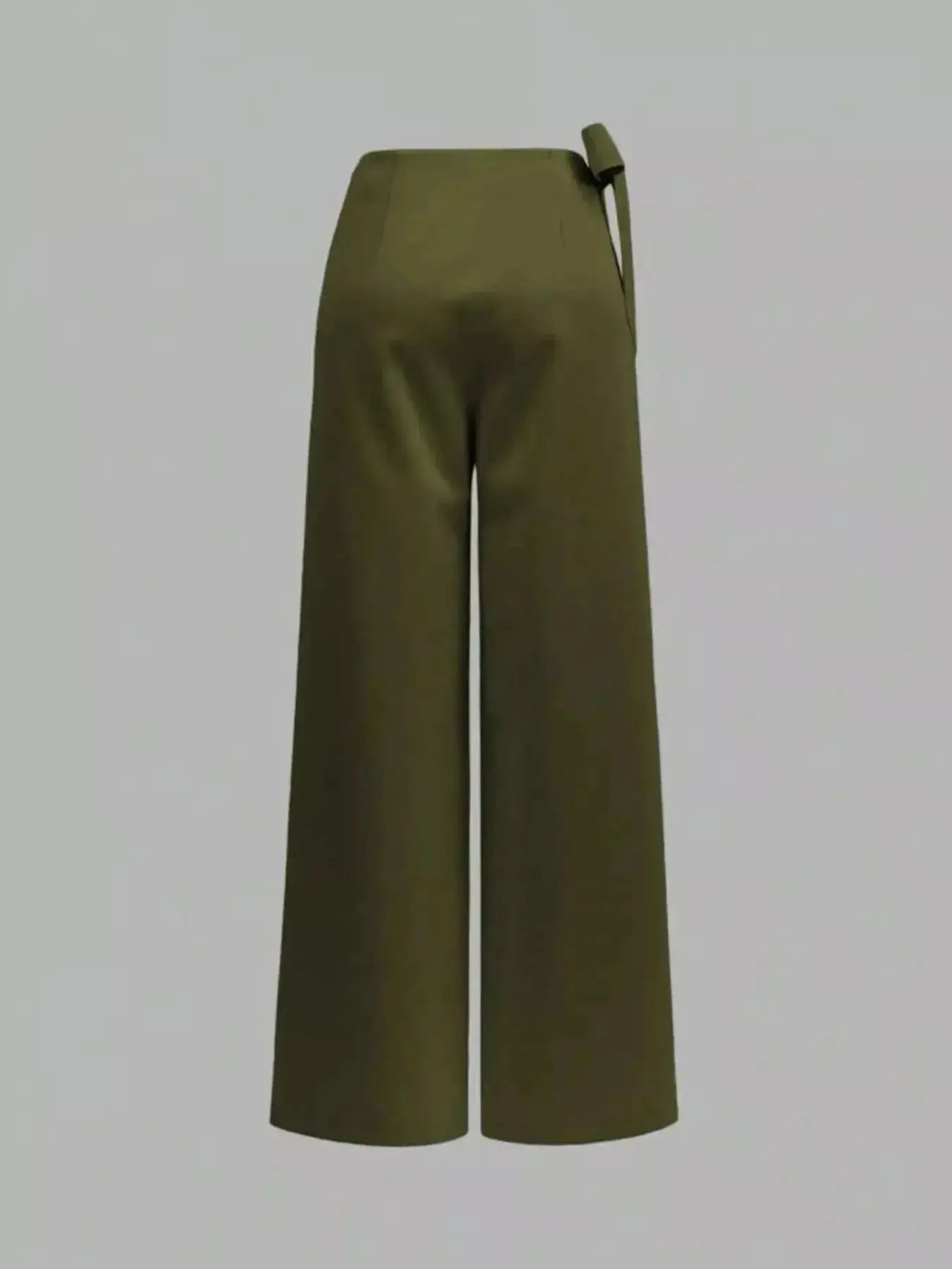 Elegant women's wrap waist wide-leg trousers by Plush Fashion Hub, flowing dress pants with a stylish wrap design.
