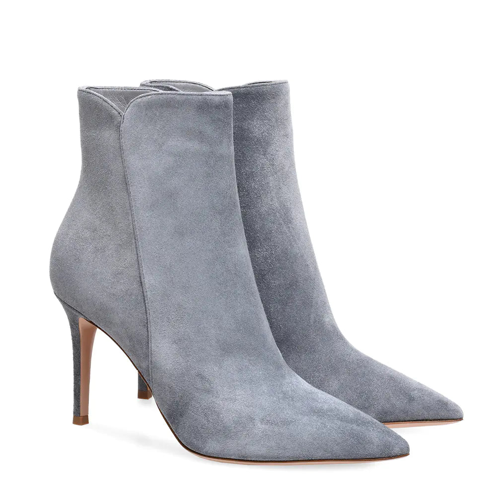 Women's black pointed toe ankle boots with super high heels from Trendy Attic Store01, stylish and perfect for dressy occasions.