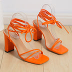Women's simple square head strappy high heels, stylish women's shoes by Trendy Attic Store01, featuring a sleek design and comfortable fit.
