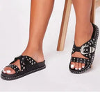 Women wedge heel Roman platform sandals by Trendy Attic Store01 with strappy design and chunky heel on a neutral background.