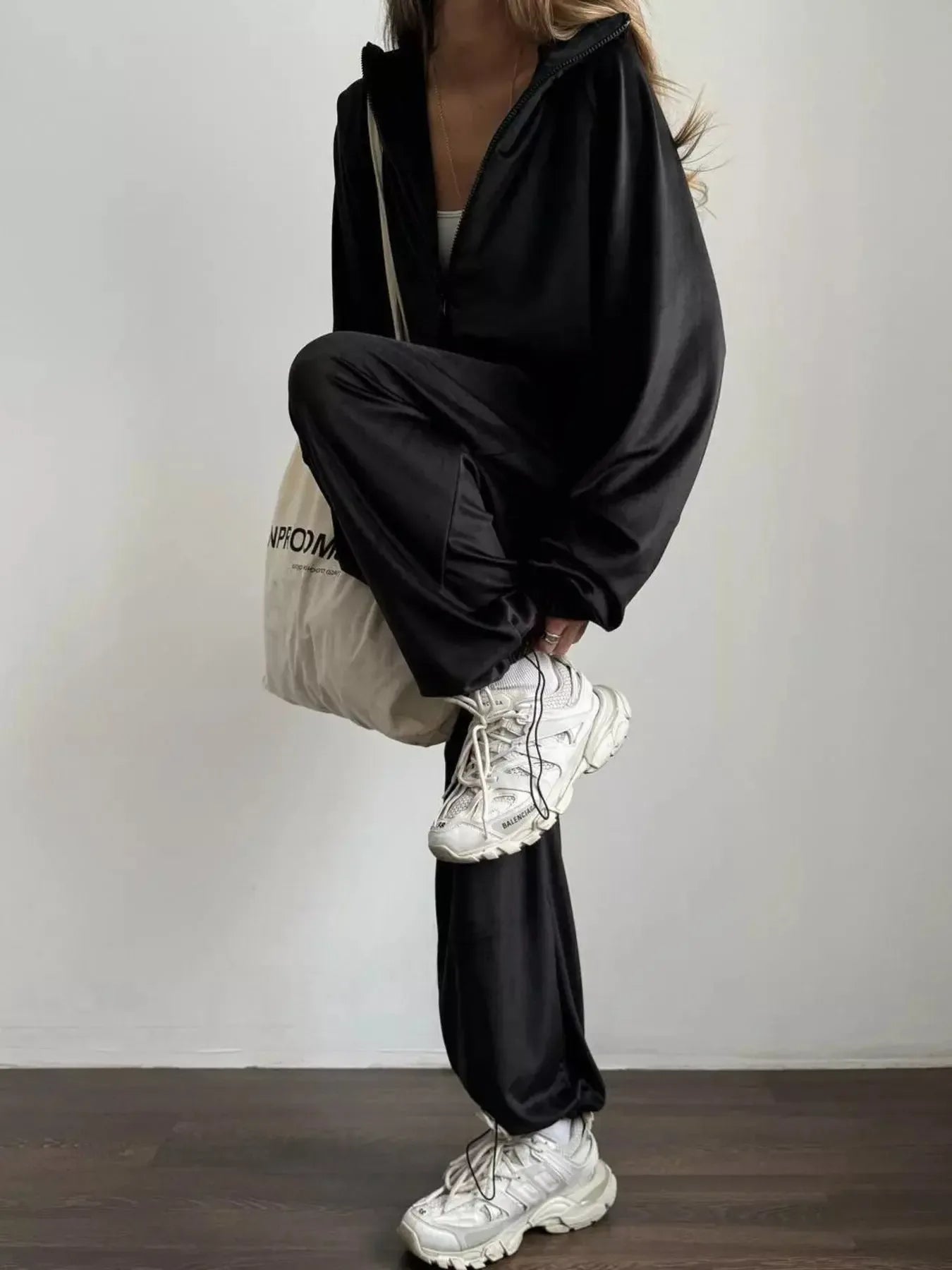 Zip Up Long Sleeve Outerwear and Pants Set - Plush Fashion Hub