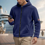 Plush Fashion Hub relaxed fit double-sided zipper hoodie sweatshirt with a hood, casual style, and comfortable loose fit.