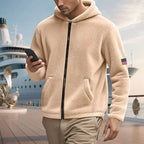 Relaxed fit double-sided zipper hooded sweatshirt by Plush Fashion Hub, showing a comfortable casual hoodie with a front zipper.