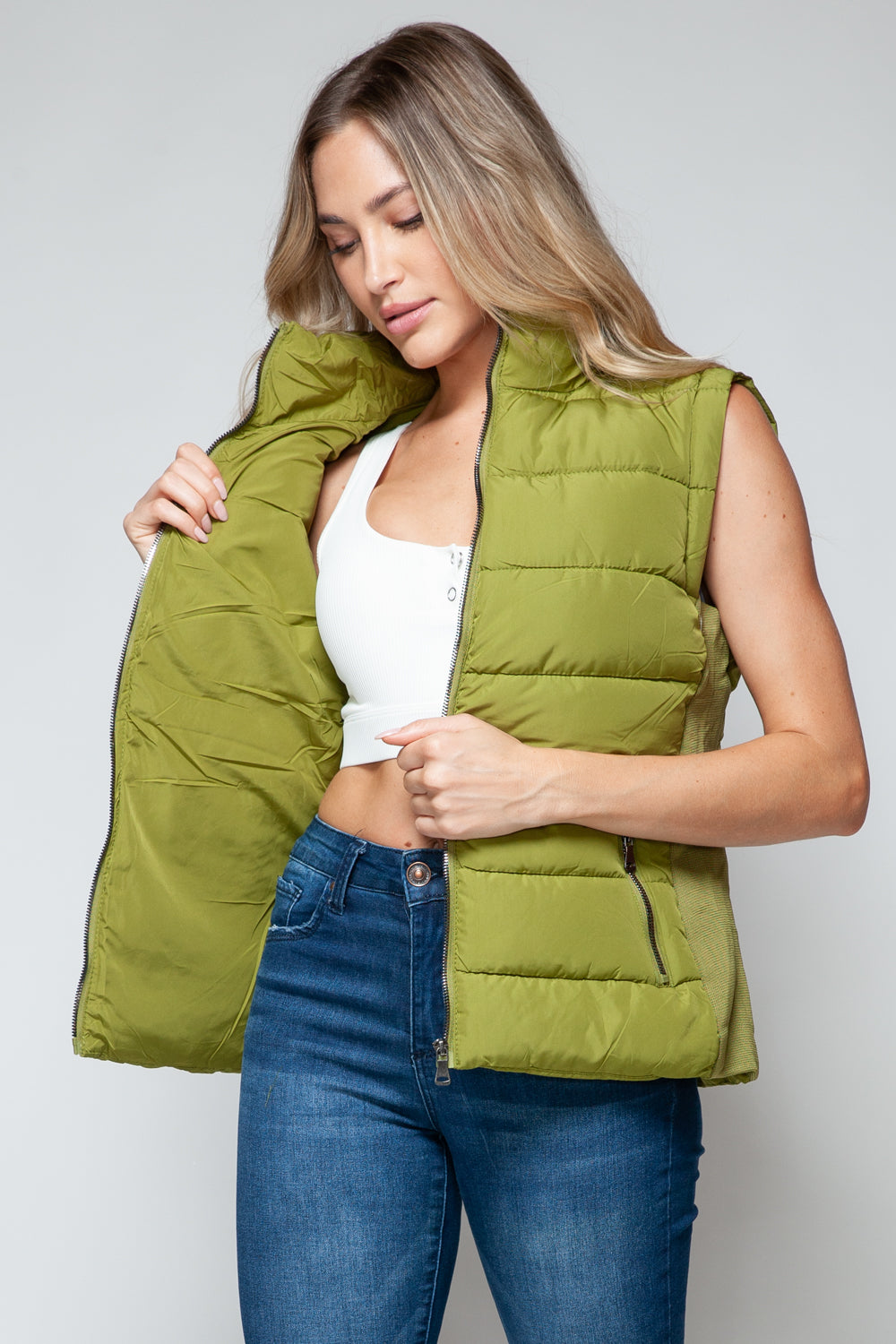 Snobbish Zip Up Turtleneck Vest with Pockets - Plush Fashion Shop #