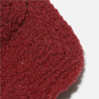 Close-up of maroon Sherpa fabric texture from Letter H Embroidered Cap.