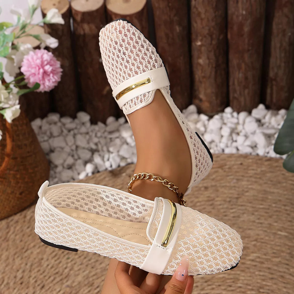 Square toe slip-on shoes from Trendsi, featuring a sleek design perfect for casual or chic outfits.