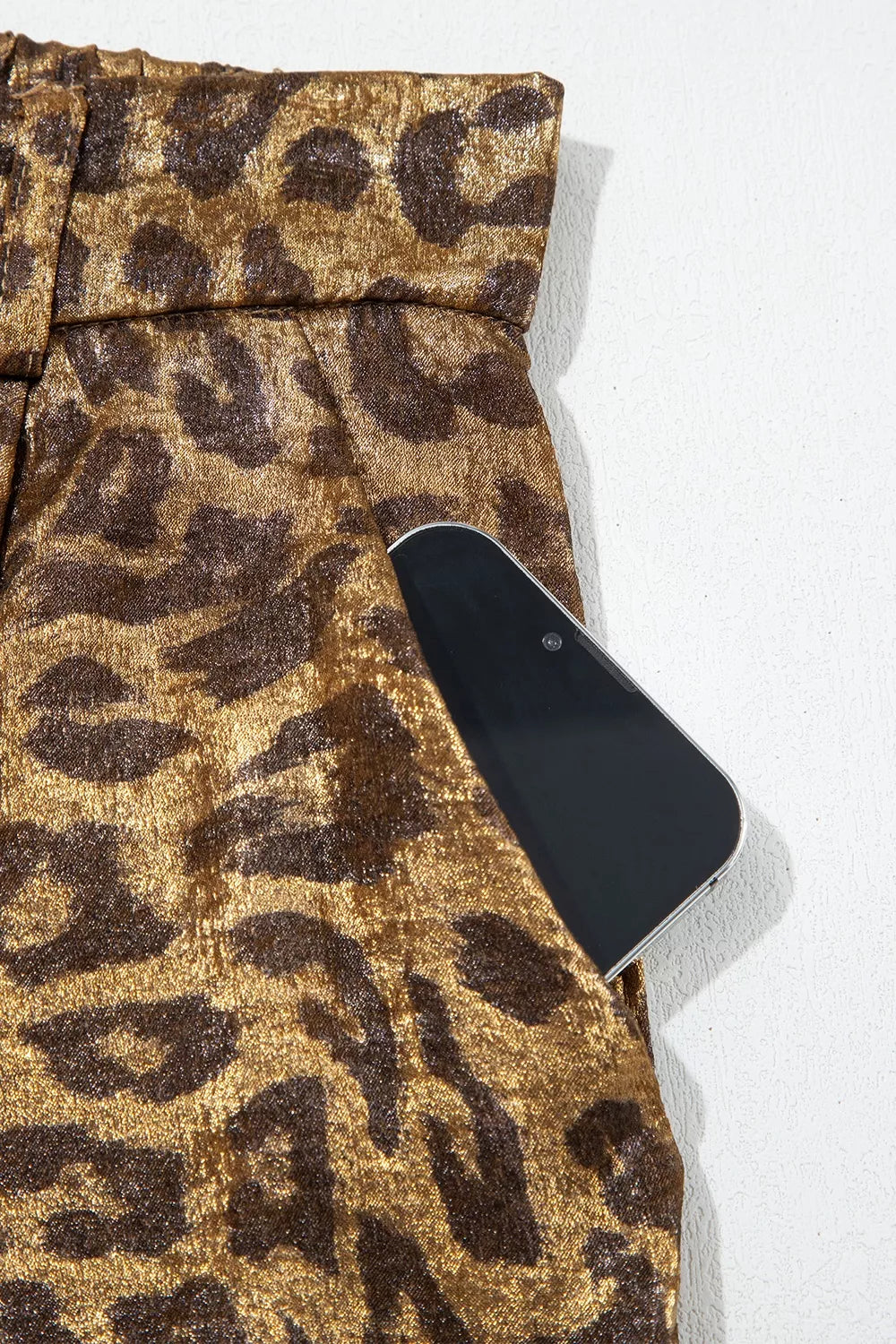 Multicolour leopard print Western style wide-leg full-length pants from Trendsi, featuring bold animal print and relaxed fit.