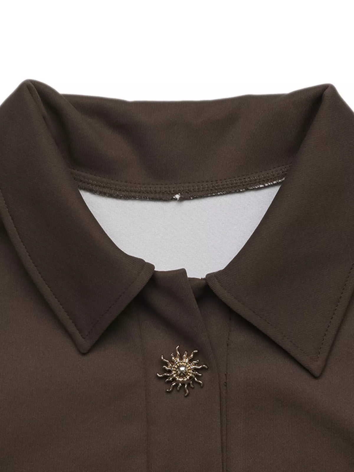Trendsi polo collar dropped shoulder sweatshirt in soft fabric, featuring a relaxed fit and casual style, shown on a model.