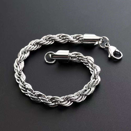 Men's Retro Titanium Steel Twist Bracelet - Plush Fashions Shop 