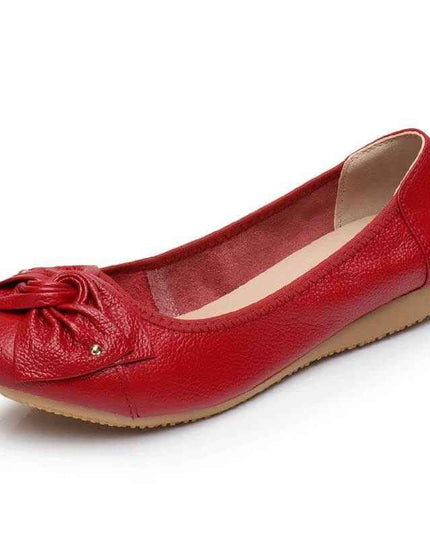 Leather Low-cut Comfortable Soft Soled Flats Shoes - Plush Fashion Shop #