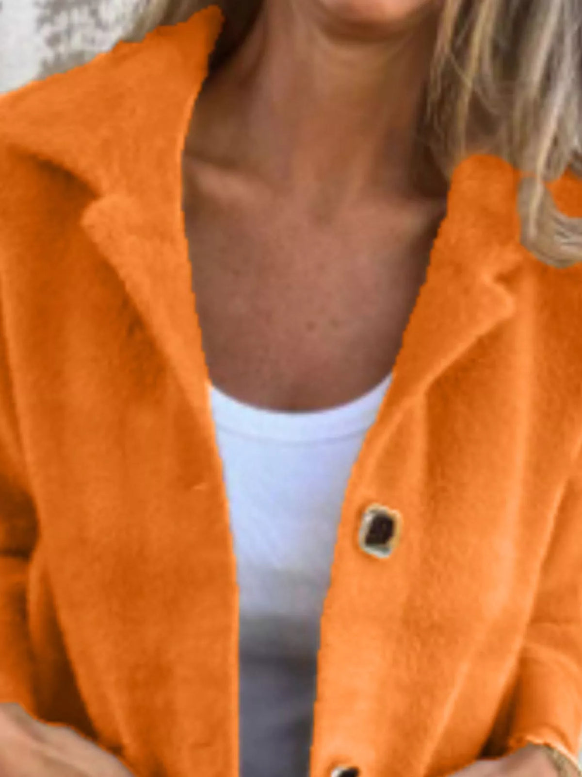 Plus size longline coat with button-down front and long sleeves, featuring a relaxed fit from Simply Love.